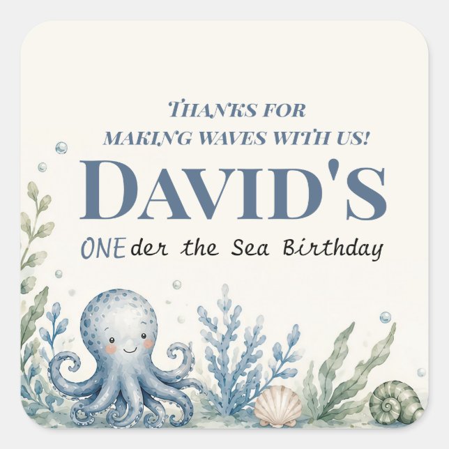 Personalized Nautical Birthday Greeting Card Square Sticker (Front)