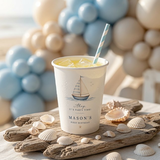 Personalized Nautical Birthday  Paper Cups (Creator Uploaded)