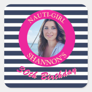 Personalized Nautical Birthday Photo Stickers