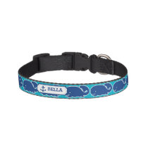 Personalized Nautical Blue Whale Anchor pattern Pet Collar