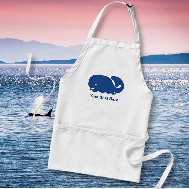 Personalized Nautical Blue Whale preppy pattern Adult Apron (Creator Uploaded)