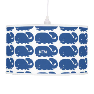 Personalized Nautical Blue Whale preppy pattern Hanging Lamp