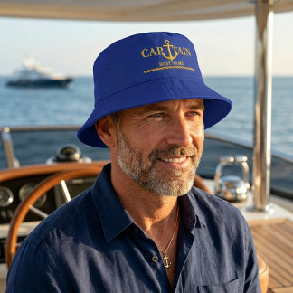 Personalized Nautical Boat Captain Bucket Hat