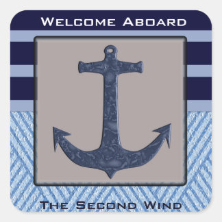 Personalized Nautical Boat Name Anchor Square Sticker