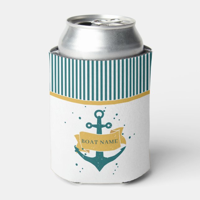 Personalized Nautical Boat Name Can Cooler (Can Front)