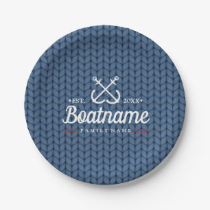 Personalized Nautical Boat Name Knitted Wool Paper Plates