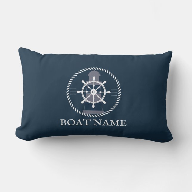 Personalized Nautical Boat Name Lumbar Pillow (Front)