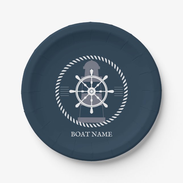 Personalized Nautical Boat Name Paper Plates (Front)