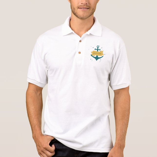 Personalized Nautical Boat Name Polo Shirt (Front)
