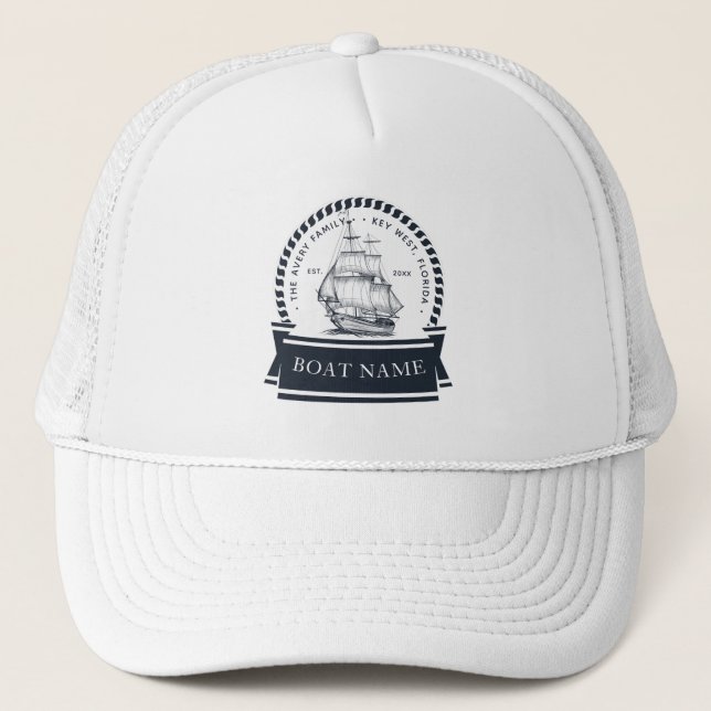 Personalized Nautical Boat Trucker Hat (Front)