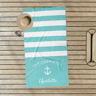 Personalized Nautical "Bridesmate" Bridesmaid Beach Towel