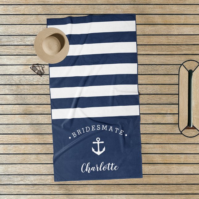 Personalized Nautical "Bridesmate" Bridesmaid Beach Towel (Creator Uploaded)