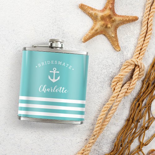 Personalized Nautical Bridesmate Bridesmaid Flask