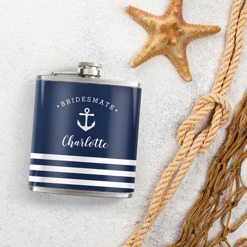 Personalized Nautical Bridesmate Bridesmaid Flask