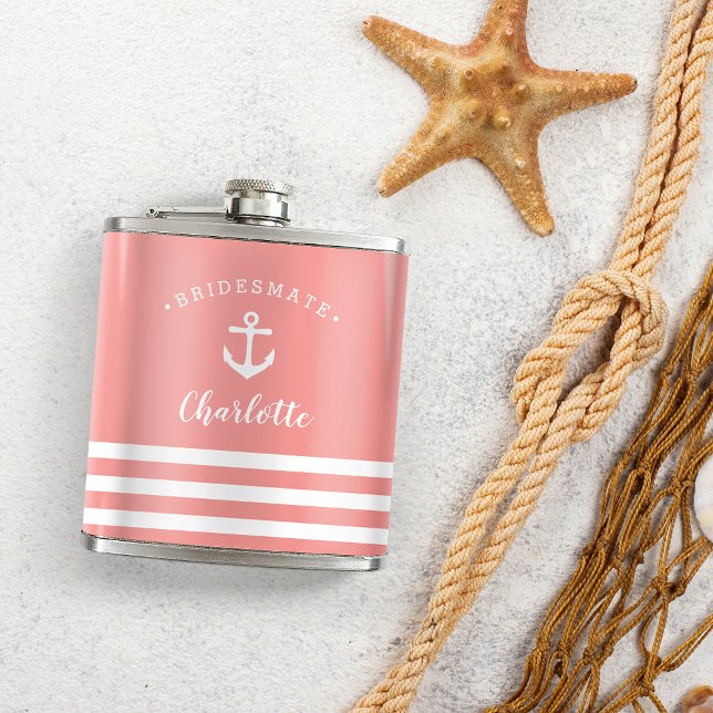 Personalized Nautical "Bridesmate" Bridesmaid Flask (Creator Uploaded)