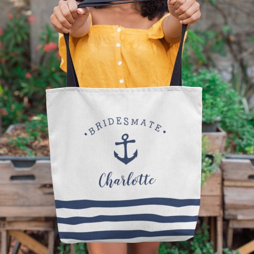 Personalized Nautical Bridesmate Bridesmaid Tote Bag