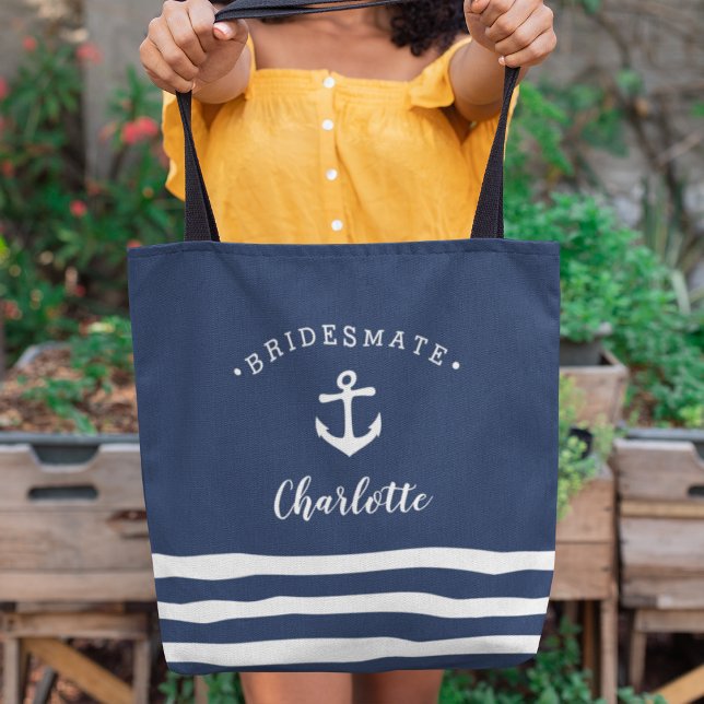 Personalized Nautical "Bridesmate" Bridesmaid Tote Bag (Creator Uploaded)