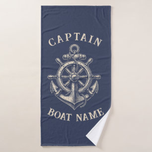 Personalized Nautical Captain Boat Name Anchor     Bath Towel