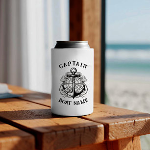 Personalized Nautical Captain Boat Name Anchor Can Cooler
