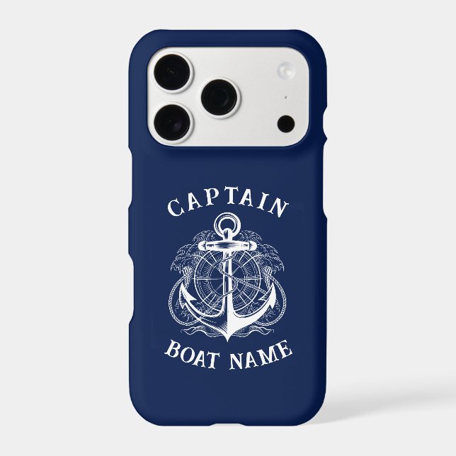 Personalized Nautical Captain Boat Name Anchor     Case-Mate iPhone Case (Back)