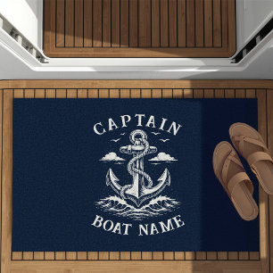 Personalized Nautical Captain Boat Name Anchor Doormat
