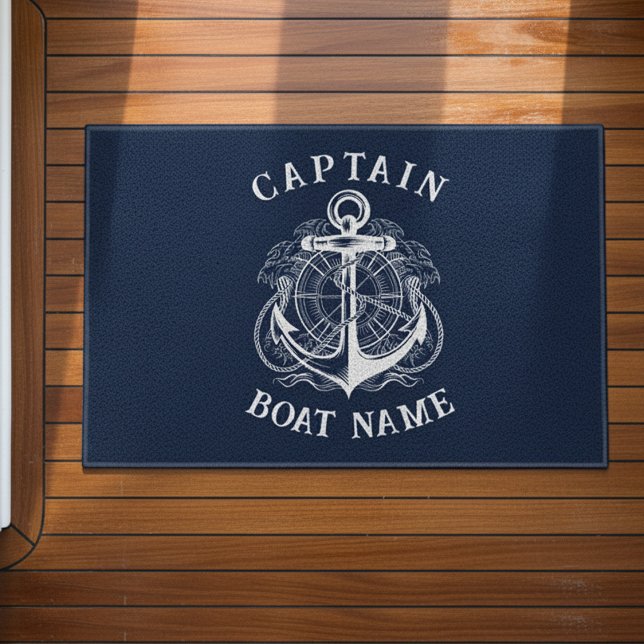 Personalized Nautical Captain Boat Name Anchor Doormat (Creator Uploaded)