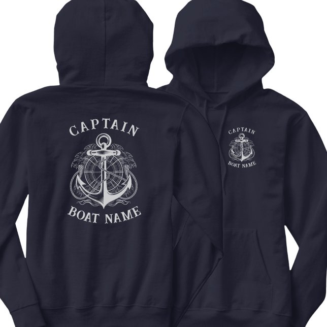 Personalized Nautical Captain Boat Name Anchor     Hoodie (Creator Uploaded)