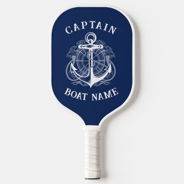 Personalized Nautical Captain Boat Name Anchor     Pickleball Paddle (Front)