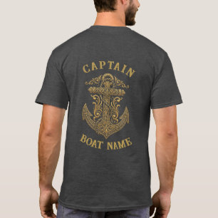 Personalized Nautical Captain Boat Name Anchor T-Shirt