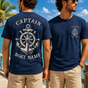 Personalized Nautical Captain Boat Name Anchor     T-Shirt