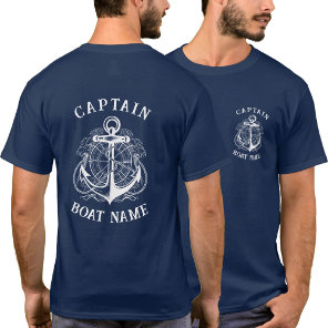 Personalized Nautical Captain Boat Name Anchor     T-Shirt