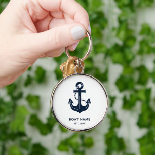 Personalized Nautical Captain’s Key Accessory Navy Keychain