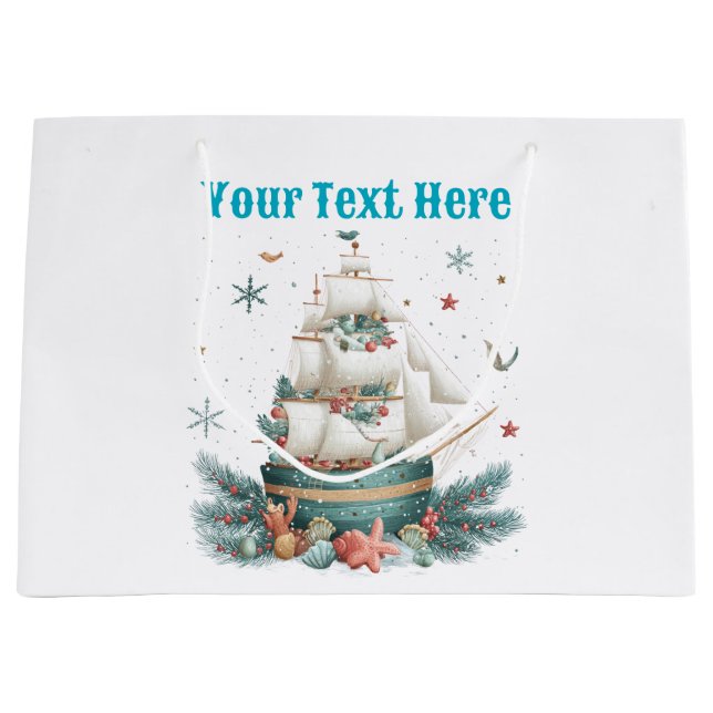 "Personalized Nautical Christmas Gift Bag – Festiv (Front)