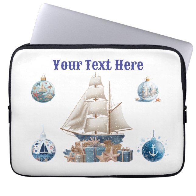 "Personalized Nautical Christmas Laptop Bag – Fest (Front)