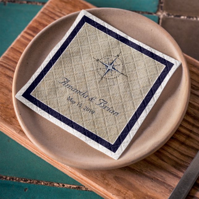 Personalized Nautical Compass Wedding Napkins (Creator Uploaded)