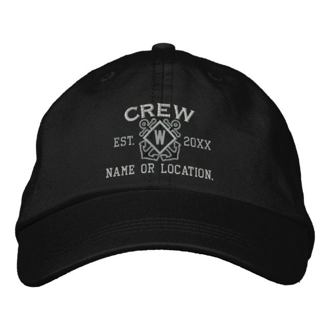 Personalized Nautical Crew Monogram & more Embroidered Baseball Hat (Front)