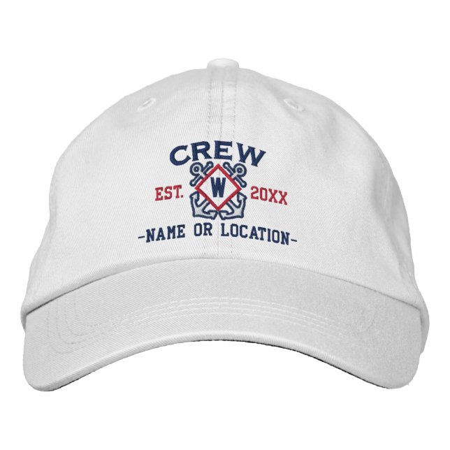 Personalized Nautical Crew Monogram & more Embroidered Baseball Hat (Front)