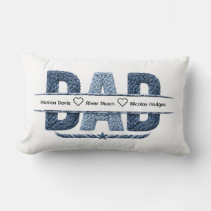 Personalized Nautical Dad Rope Monogram Family Lumbar Pillow