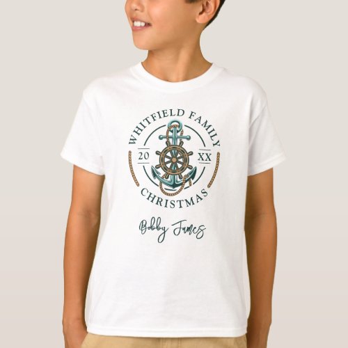 Personalized Nautical Family Christmas Holidays T_Shirt