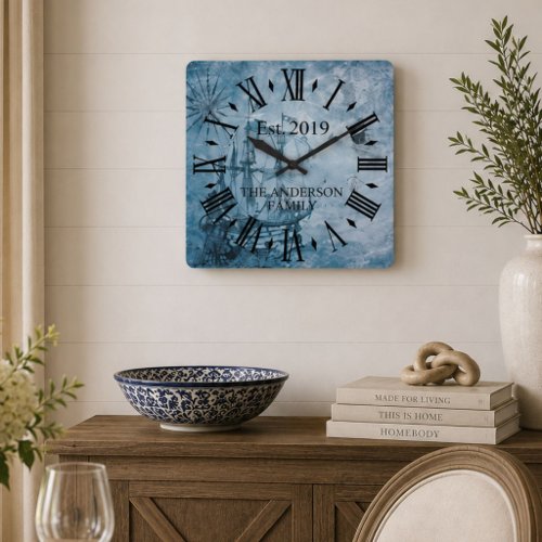 Personalized Nautical Family Clock Coastal Decor