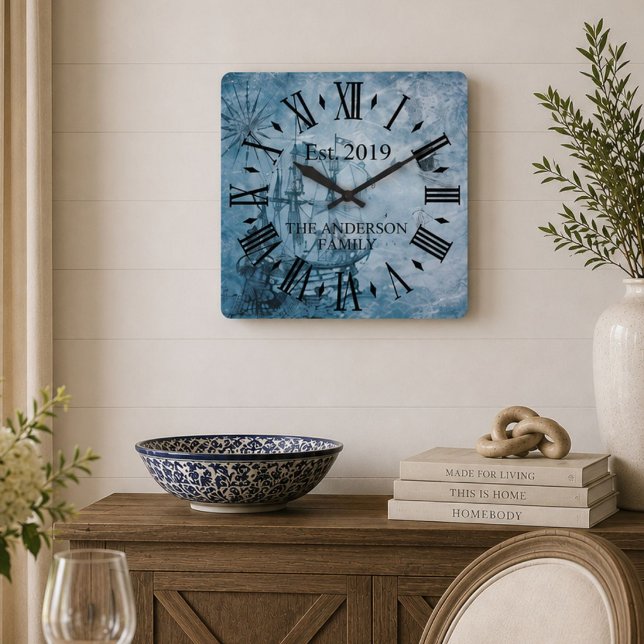 Personalized Nautical Family Clock Coastal Decor (Creator Uploaded)