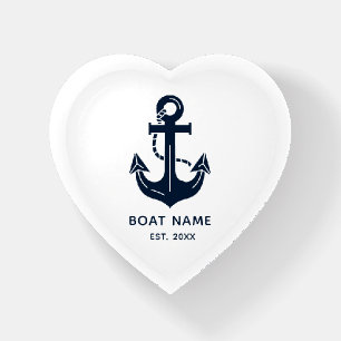 Personalized Nautical Heart Keepsake Boat Name Paperweight