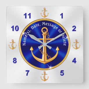 Personalized Nautical Home Decor, Anchor Clock