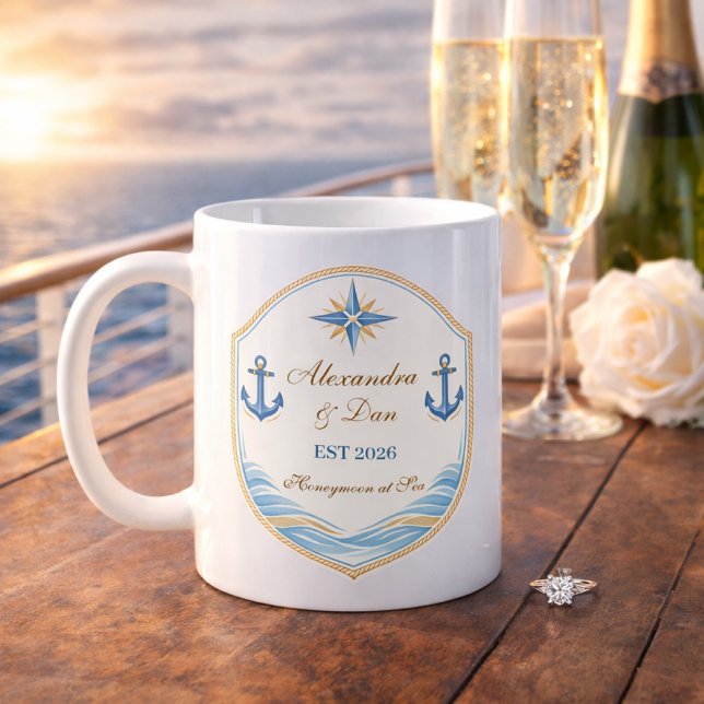 Personalized Nautical Honeymoon Crest Coffee Mug (Creator Uploaded)