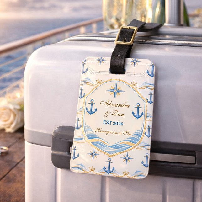 Personalized Nautical Honeymoon Crest Luggage Tag (Creator Uploaded)