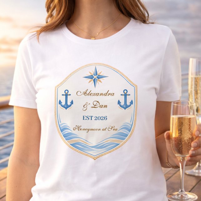 Personalized Nautical Honeymoon Crest Tri-Blend Shirt (Creator Uploaded)