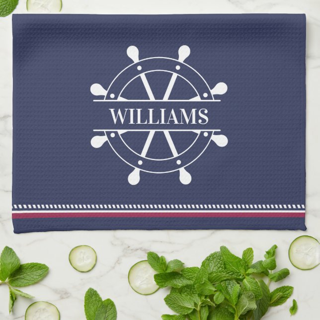 Personalized Nautical Kitchen Towel (Folded)