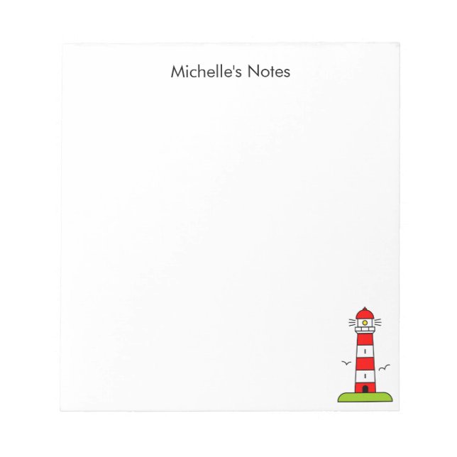 Personalized nautical lighthouse writing notepads (Front)