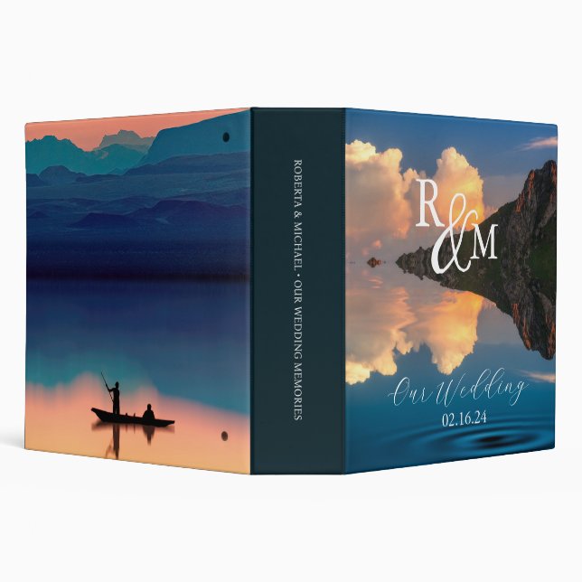 Personalized Nautical Memories Wedding Album 3 Ring Binder (Background)