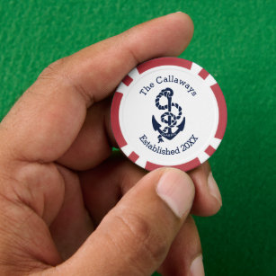Personalized Nautical Navy Anchor Custom Poker Chips